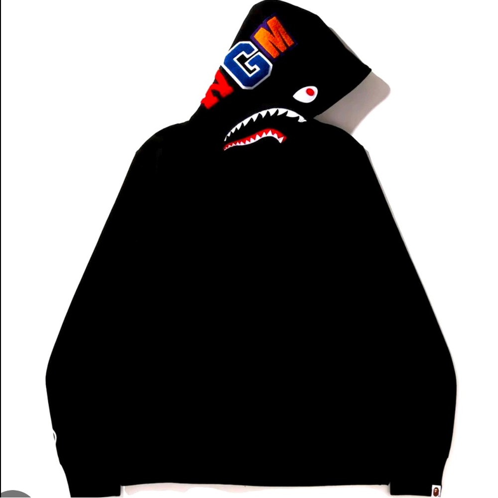 Black BAPE Shark Pullover Hoodie